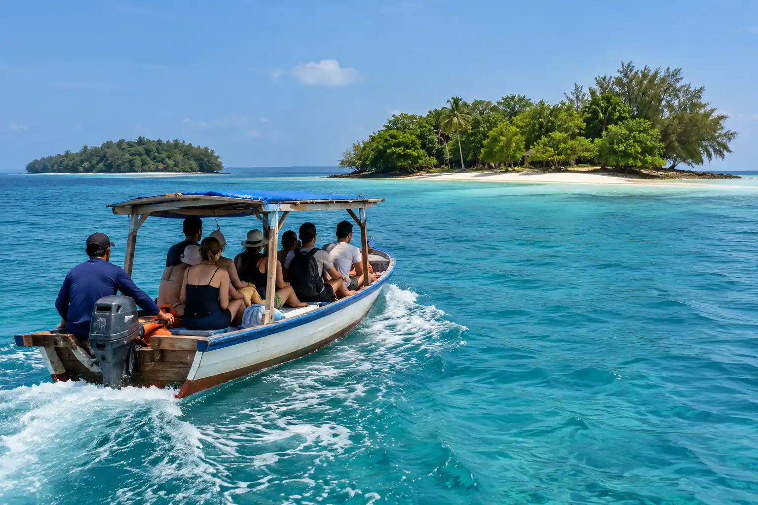 Pulau Seribu island hopping dengan kapal wisata menjelajahi pulau tropis
