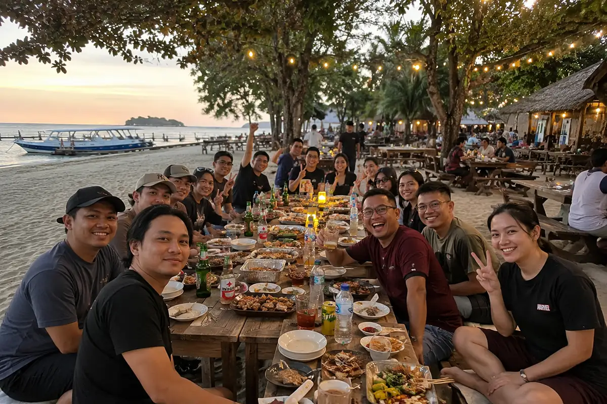 kebersamaan rombongan di Pulau Seribu